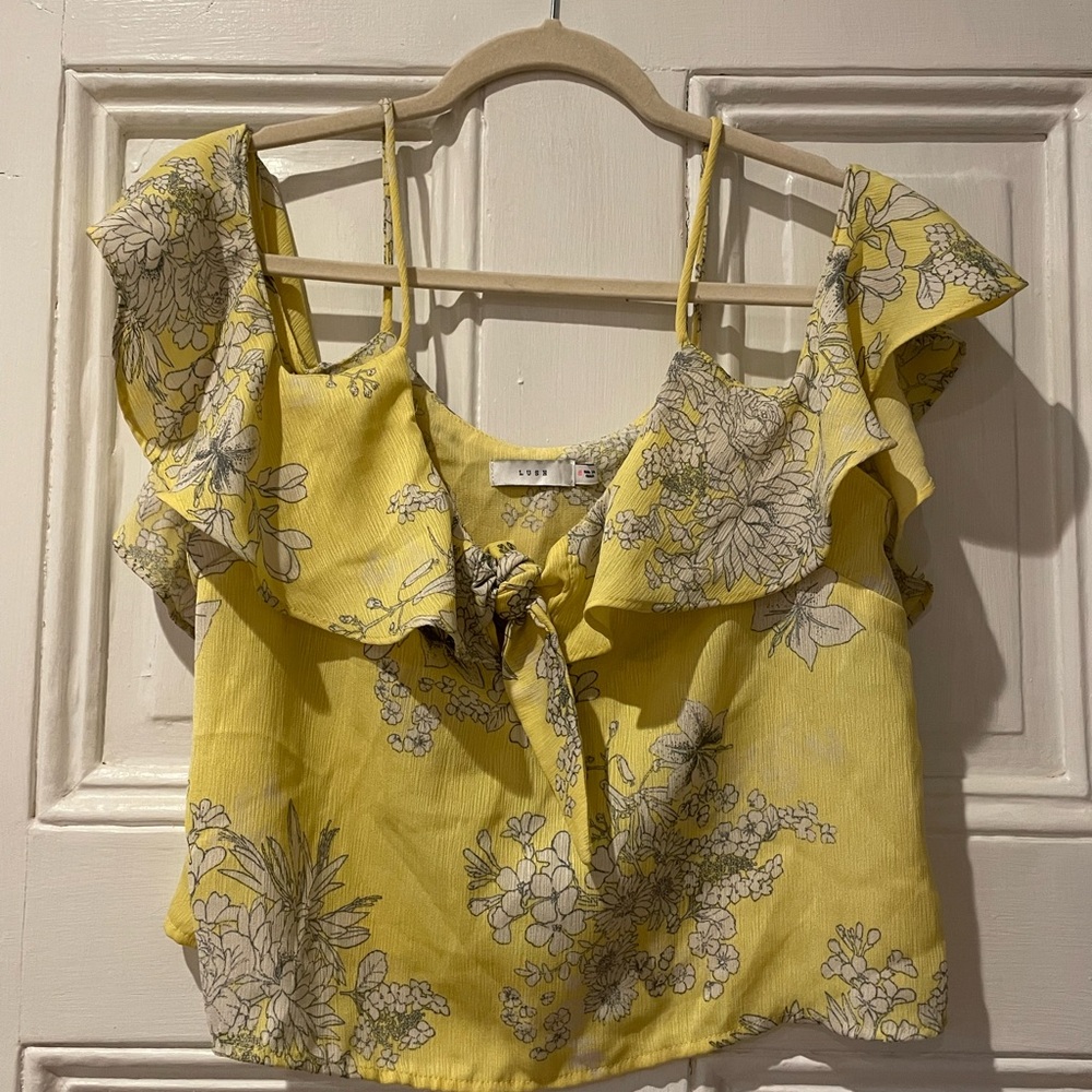 Floral Yellow Ruffle Top